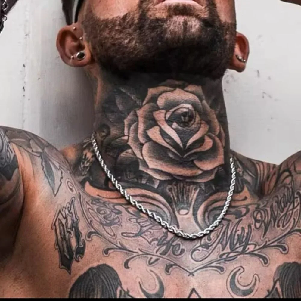 Men Ropes Long Silver Stainless Steel Minimalist Twist Rope Chain Necklace - Picture 3 of 3